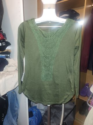 Camiseta manga larga verde oliva