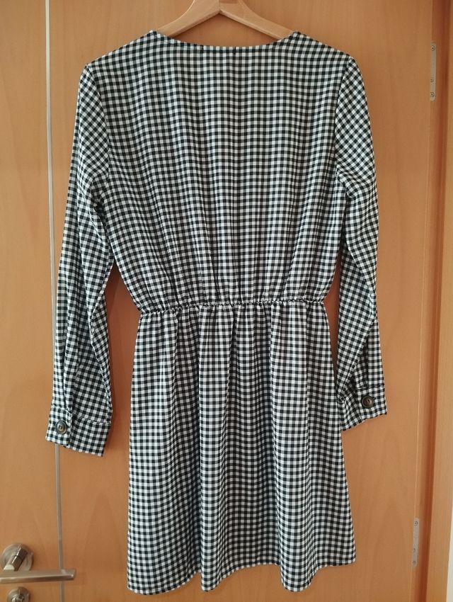 Vestido vichy blanco y negro