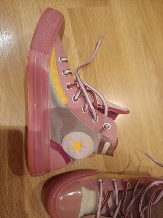Converse altas rosa-moradas, talla 37