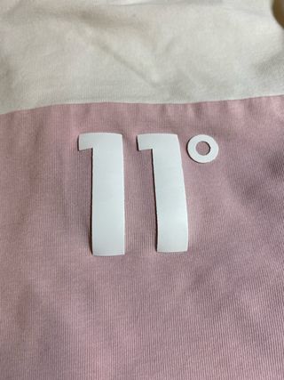 Camiseta 11 Degrees rosa y blanca talla M