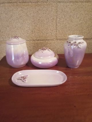 Juego tocador vintage cerámica | 4 piezas