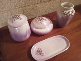 Juego tocador vintage cerámica | 4 piezas