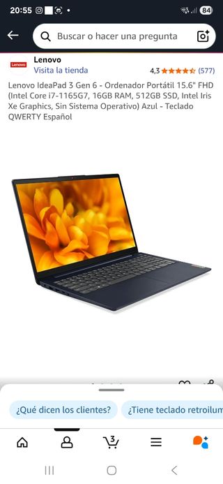 Lenovo IdeaPad 3 Gen 6 - Ordenador Portátil 15.6" 
