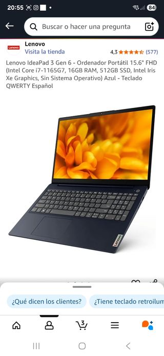 Lenovo IdeaPad 3 Gen 6 - Ordenador Portátil 15.6" 