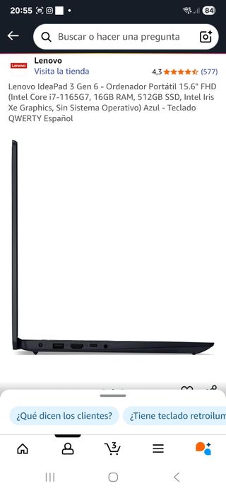 Lenovo IdeaPad 3 Gen 6 - Ordenador Portátil 15.6" 
