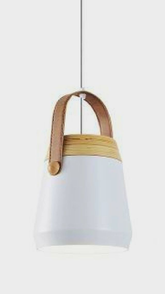 Lámpara nórdica madera-cuero