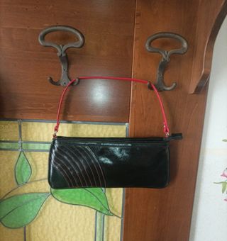 Borsa a spalla vintage nera e rossa