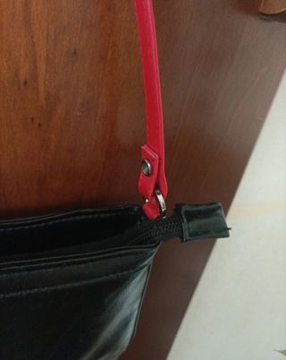 Borsa a spalla vintage nera e rossa