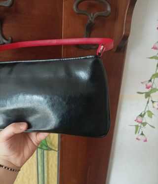 Borsa a spalla vintage nera e rossa