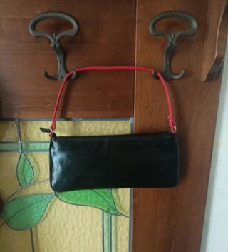 Borsa a spalla vintage nera e rossa
