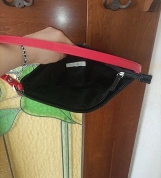 Borsa a spalla vintage nera e rossa