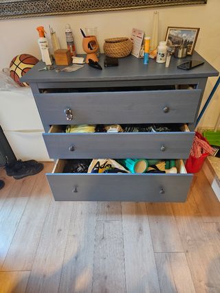 Cómoda HEMNES Ikea 3 cajones - Gris