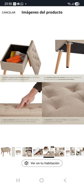 Butaca almacenaje beige - 46x31cm