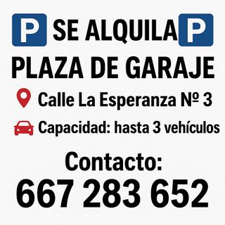 Plaza garaje Calle Esperanza , en frente al Artium