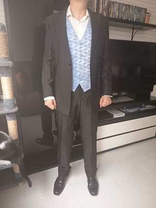 Traje novio negro - azul