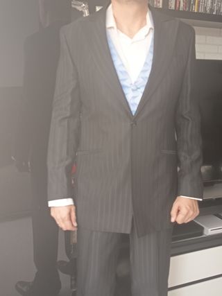 Traje novio negro - azul