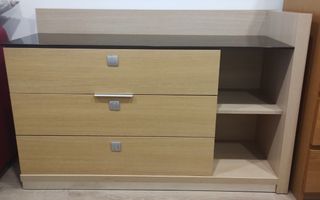 Cama matrimonio madera-cristal