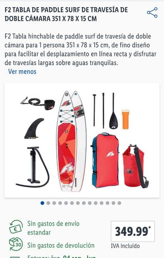 Tabla Paddle Surf F2 hinchable 351x78x15
