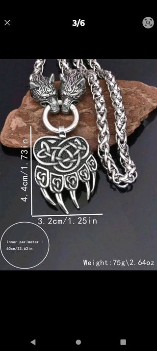Collar vikingo con garra de oso de acero.