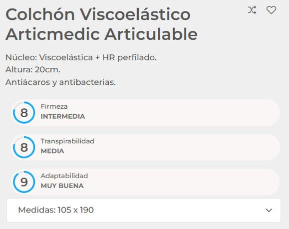 Materasso singolo viscoelastico 105x190x20