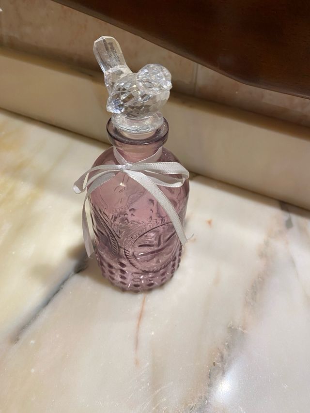 Botella decorativa pájaro cristal