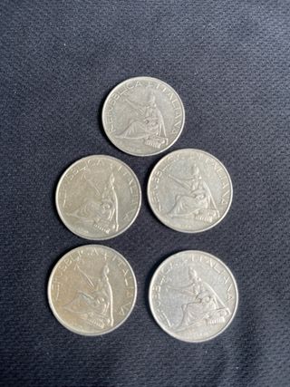 500Lire Italia  argento 1961 - 5 pezzi