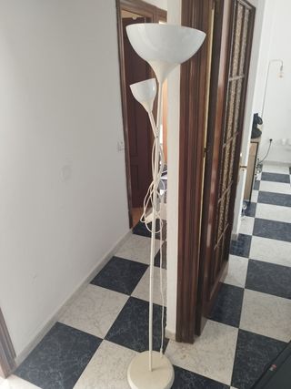 Lámpara pie 2 luces blanca