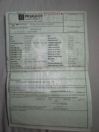 Peugeot 407 2.7 hdi coupe 6V