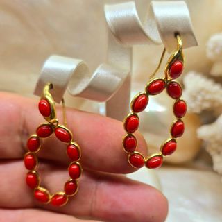 Orecchini donna argento oro 925 corallo naturale