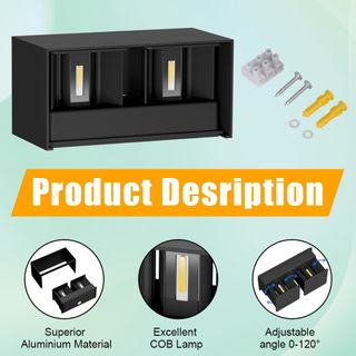 Aipsun Lámpara LED Exterior 24W Negra