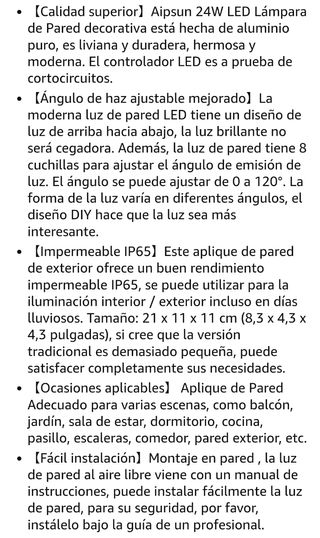 Aipsun Lámpara LED Exterior 24W Negra
