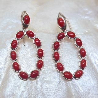 Orecchini da Donna Argento Rodio Corallo Naturale