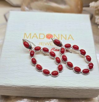 Orecchini da Donna Argento Rodio Corallo Naturale