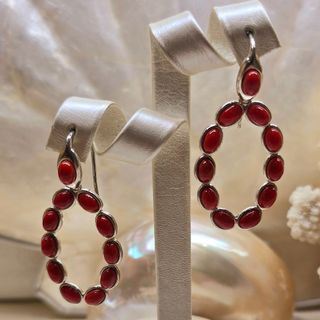 Orecchini da Donna Argento Rodio Corallo Naturale