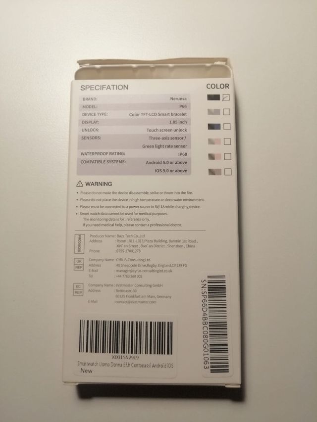 Smartwatch NERUSA negra