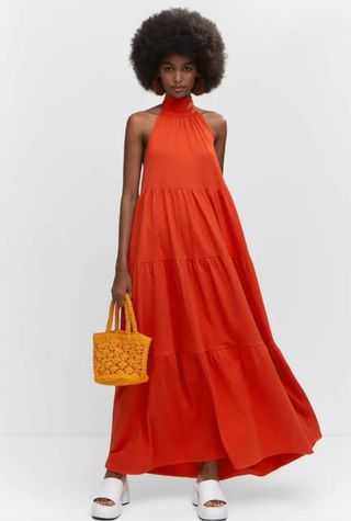 Vestido halter rojo Mango