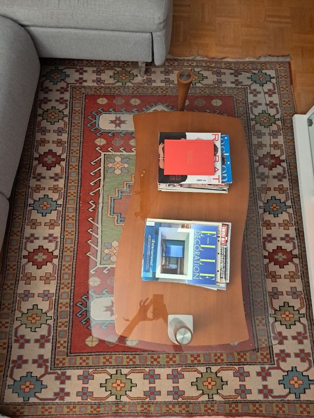 Mesa centro madera cristal