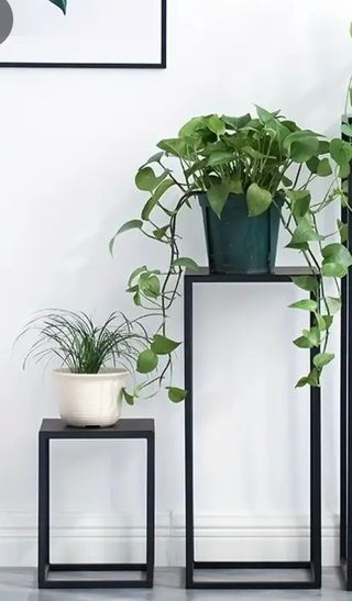 Para Macetas, 2 soportes plantas metal negro