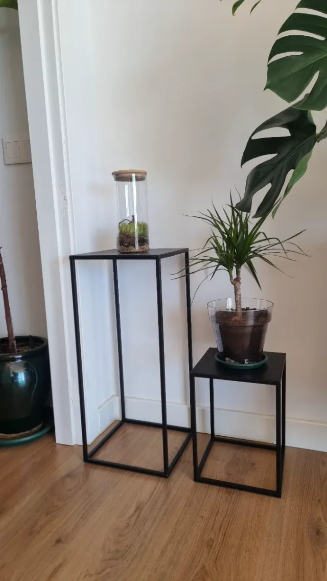 Para Macetas, 2 soportes plantas metal negro