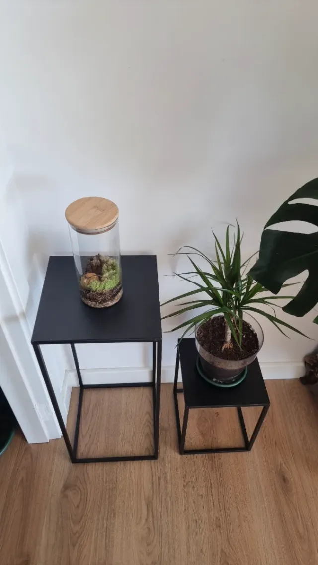 Para Macetas, 2 soportes plantas metal negro