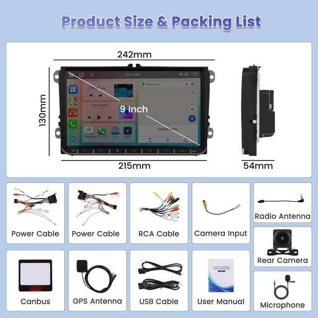 Radio Android 9" Coche