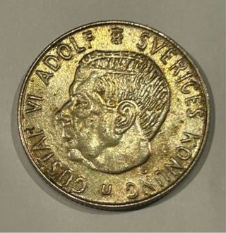 Moneda de PLATA : Suecia 1 Corona 1964