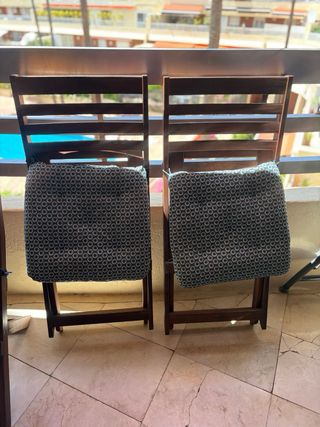 Mesa teka jardín + 4 sillas