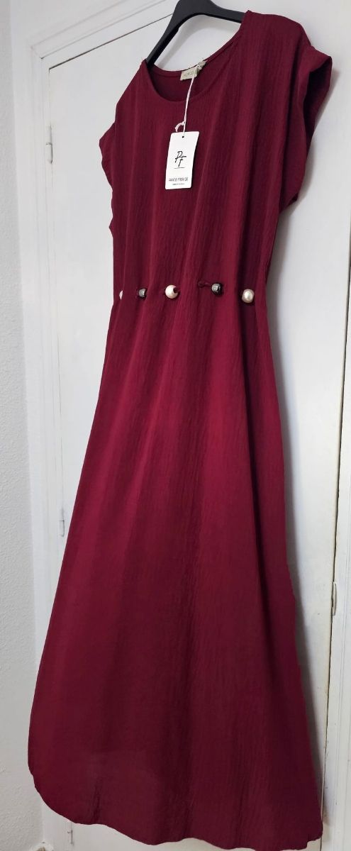 Vestido granate largo - Cinturón