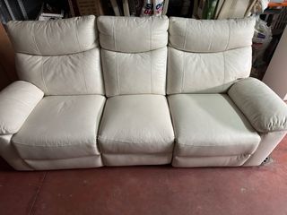 Sofá 3 plazas y sillón reclinable blanco