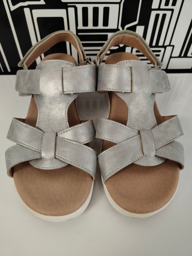 Sandalias plata mujer nº 39. Regalo zapatos.