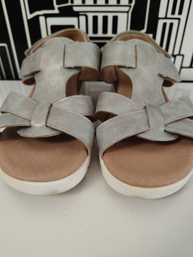 Sandalias plata mujer nº 39. Regalo zapatos.