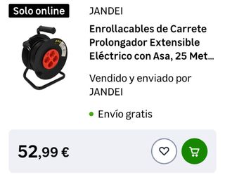 Carrete cable extensible 25m alargador