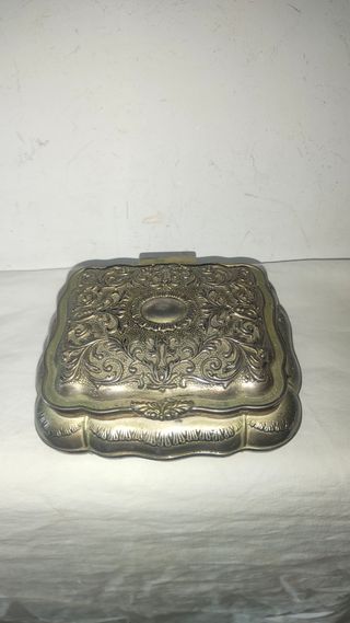 Antiguo joyero joyas francés estaño zinc 1900