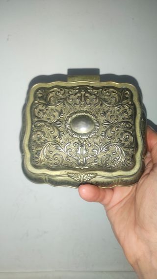 Antiguo joyero joyas francés estaño zinc 1900